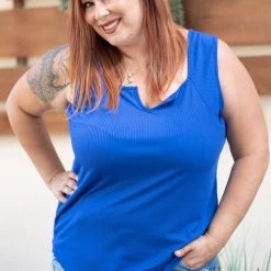 Boutique Simplified Glam Doll Tank In Royal Blue Tops