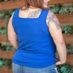 Boutique Simplified Glam Doll Tank In Royal Blue Tops