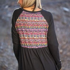 Boutique Simplified Desert Nights Long Sleeve Tops