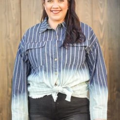 Boutique Simplified Denim Perfection Button Down Tunic
