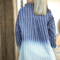 Boutique Simplified Denim Perfection Button Down Tunic