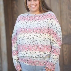 Boutique Simplified Tops Spring Rainbow Long Sleeve Dolman