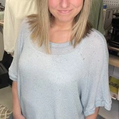 Charlotte Avery Tops Half Sleeve Speckled Lightweight Sweater