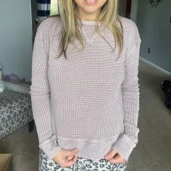 Mono B Waffle Mineral Wash Pull Over Tops