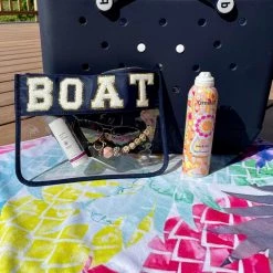 Classy Cloth Accessories Chenille Letter Clear Zipper Pouch