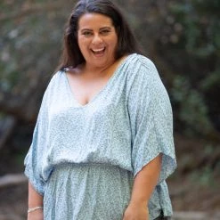 Boutique Simplified Tops Ocean Floral Woven Top