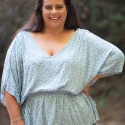 Boutique Simplified Tops Ocean Floral Woven Top