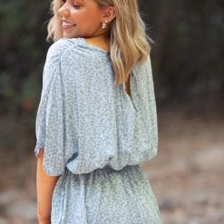 Boutique Simplified Tops Ocean Floral Woven Top