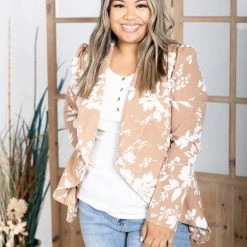 Boutique Simplified Blazer Of Glory - Golden Floral