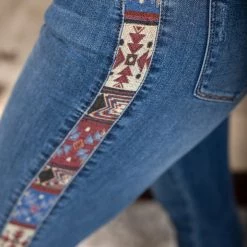 Boutique Simplified Southwestern Belle Judy Blue Skinnies Bottoms