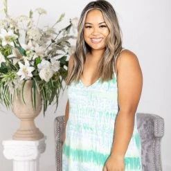 Boutique Simplified Aqua Tie Dye Reversible Tank Tops 6 Boutique Simplified Aqua Tie Dye Reversible Tank Tops