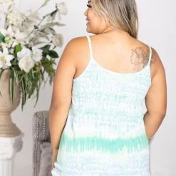 Boutique Simplified Aqua Tie Dye Reversible Tank Tops 7 Boutique Simplified Aqua Tie Dye Reversible Tank Tops