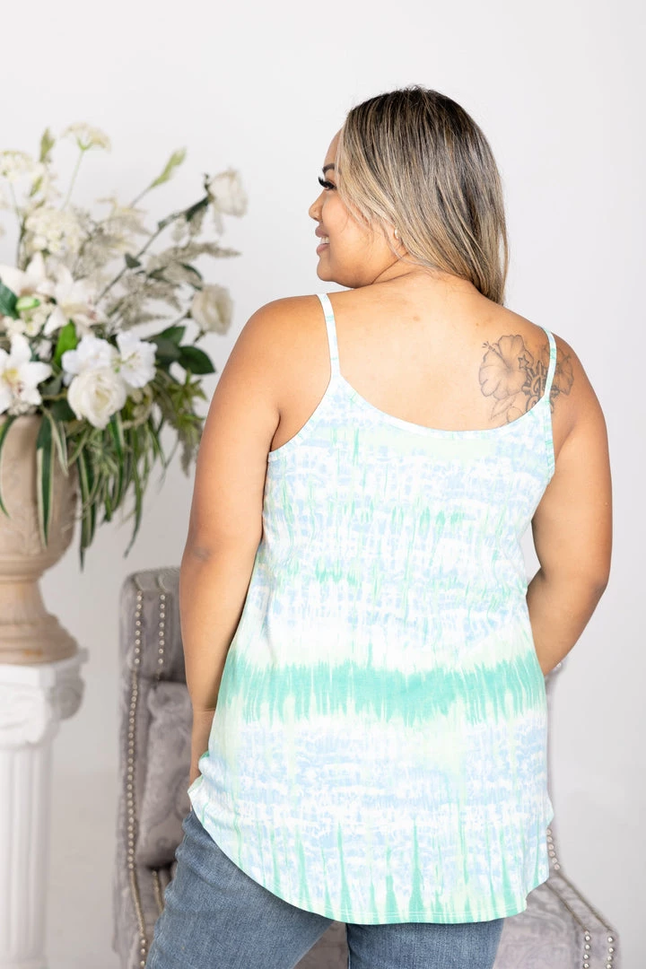 Boutique Simplified Aqua Tie Dye Reversible Tank Tops 4 Boutique Simplified Aqua Tie Dye Reversible Tank Tops