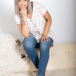 Boutique Simplified Naturally Purrfect Ruffled Tunic Tops