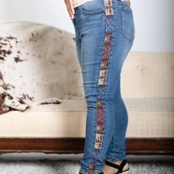 Boutique Simplified Southwestern Belle Judy Blue Skinnies Bottoms
